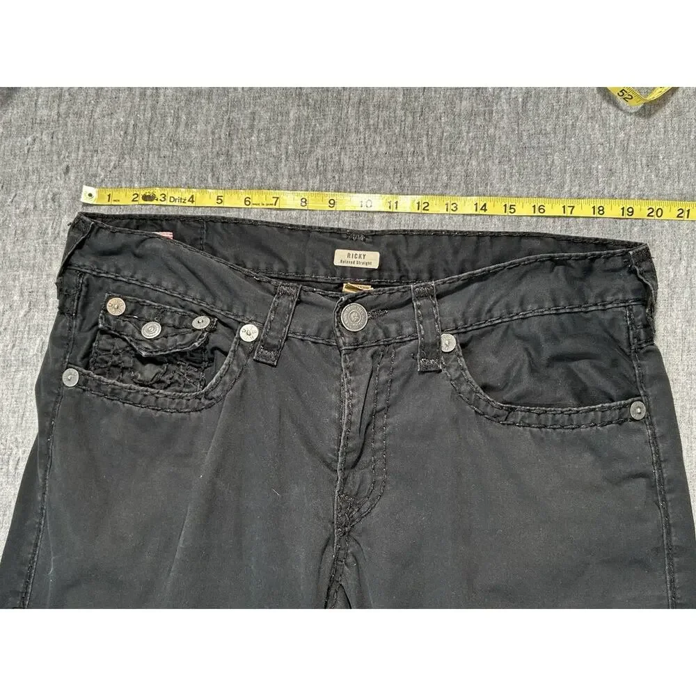Vintage True Religion Ricky Super T Pants Mens 36x30 Relaxed Straight Black USA